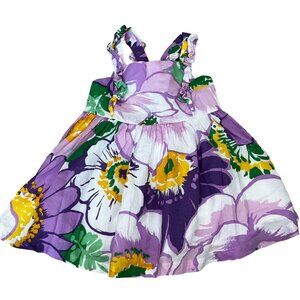 Janie And Jack Baby Girl Purple Hawaiian Floral Dress 6-12 Months